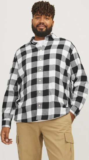 Jack & Jones Gingham L/S Shirt Whisper White - Skjorter - Skjorter til store mænd 2XL- 8XL