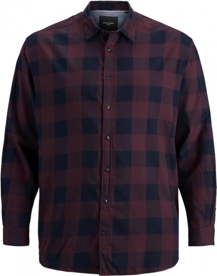 Jack & Jones Gingham L/S Shirt Dark Red - Skjorter - Skjorter til store mænd 2XL- 8XL