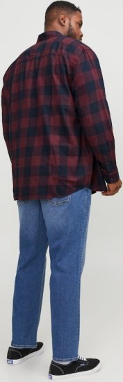 Jack & Jones Gingham L/S Shirt Dark Red - Skjorter - Skjorter til store mænd 2XL- 8XL
