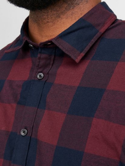 Jack & Jones Gingham L/S Shirt Dark Red - Skjorter - Skjorter til store mænd 2XL- 8XL