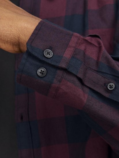 Jack & Jones Gingham L/S Shirt Dark Red - Skjorter - Skjorter til store mænd 2XL- 8XL