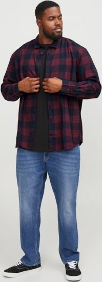 Jack & Jones Gingham L/S Shirt Dark Red - Skjorter - Skjorter til store mænd 2XL- 8XL