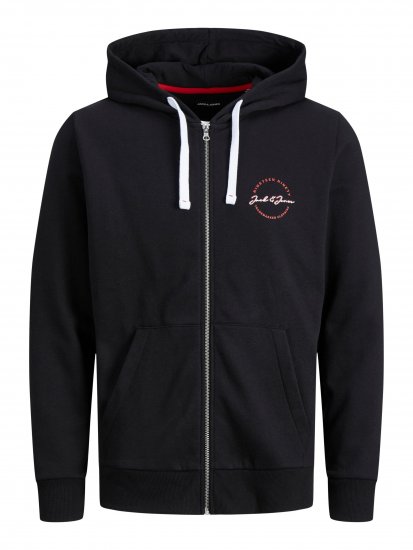 Jack & Jones JJSTAMP ZIP Hoodie Black - Trøjer og hættetrøjer - Trøjer og Hættetrøjer i store størrelser - 2XL-14XL