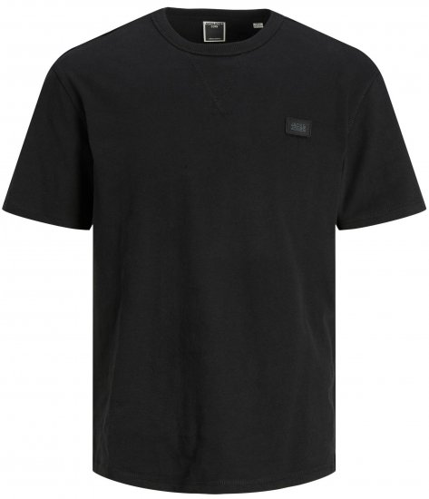 Jack & Jones JCOCLASSIC WAFFLE BADGE TEE Black - T-shirts - T-shirts i store størrelser - 2XL-14XL