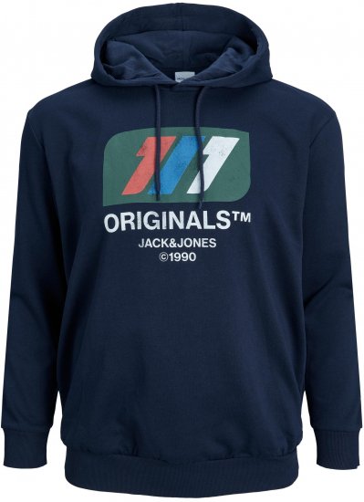 Jack & Jones JORNATE SWEAT Hoodie Navy - Trøjer og hættetrøjer - Trøjer og Hættetrøjer i store størrelser - 2XL-14XL