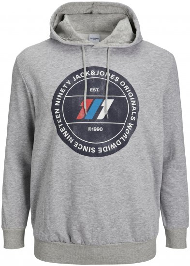 Jack & Jones JORNATE SWEAT Hoodie Grey - Trøjer og hættetrøjer - Trøjer og Hættetrøjer i store størrelser - 2XL-14XL