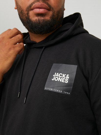 Jack & Jones JJLOCK SWEAT HOOD Black - Trøjer og hættetrøjer - Trøjer og Hættetrøjer i store størrelser - 2XL-14XL