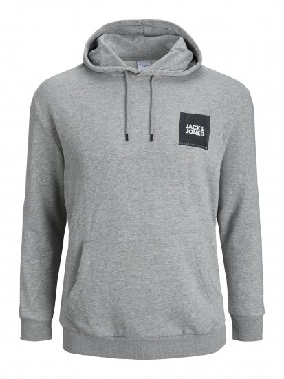 Jack & Jones JJLOCK SWEAT HOOD Grey - Trøjer og hættetrøjer - Trøjer og Hættetrøjer i store størrelser - 2XL-14XL