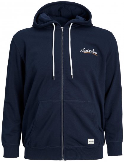 Jack & Jones JORPAUL TONS ZIP Hoodie Navy - Trøjer og hættetrøjer - Trøjer og Hættetrøjer i store størrelser - 2XL-14XL