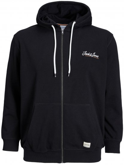 Jack & Jones JORPAUL TONS ZIP Hoodie Black - Trøjer og hættetrøjer - Trøjer og Hættetrøjer i store størrelser - 2XL-14XL