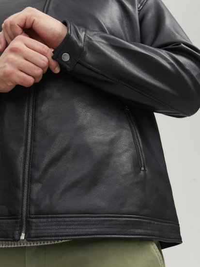 Jack & Jones Rocky Urban Rider Leather Jacket Black - Jakker - Jakker i store størrelser, 2XL- 12XL