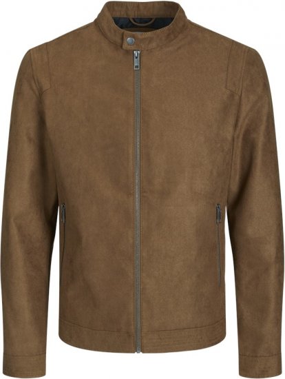 Jack & Jones Rocky Urban Rider Leather Jacket Brown - Jakker - Jakker i store størrelser, 2XL- 12XL