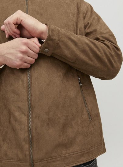 Jack & Jones Rocky Urban Rider Leather Jacket Brown - Jakker - Jakker i store størrelser, 2XL- 12XL