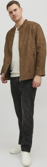Jack & Jones Rocky Urban Rider Leather Jacket Brown - Jakker - Jakker i store størrelser, 2XL- 12XL