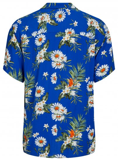 Jack & Jones JORLUKE FLORES Resort Shirt Nautical Blue - Skjorter - Skjorter til store mænd 2XL- 8XL