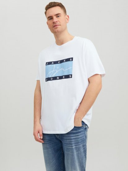 Jack & Jones JORJOSHUA T-shirt Bright White - T-shirts - T-shirts i store størrelser - 2XL-14XL