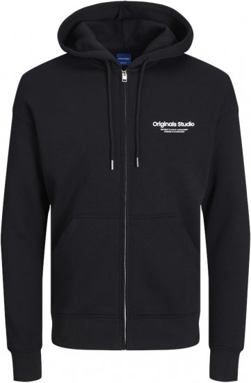 Jack & Jones ESTERBRO Zip Hoodie Black - Trøjer og hættetrøjer - Trøjer og Hættetrøjer i store størrelser - 2XL-14XL