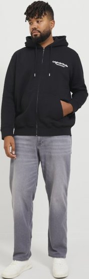Jack & Jones ESTERBRO Zip Hoodie Black - Trøjer og hættetrøjer - Trøjer og Hættetrøjer i store størrelser - 2XL-14XL