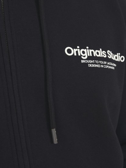 Jack & Jones ESTERBRO Zip Hoodie Black - Trøjer og hættetrøjer - Trøjer og Hættetrøjer i store størrelser - 2XL-14XL