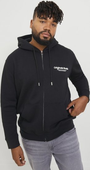 Jack & Jones ESTERBRO Zip Hoodie Black - Trøjer og hættetrøjer - Trøjer og Hættetrøjer i store størrelser - 2XL-14XL