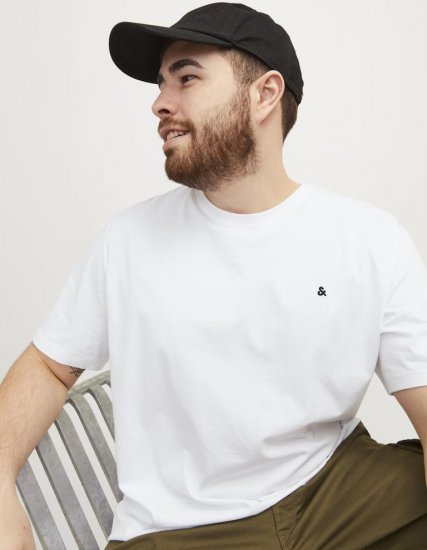 Jack & Jones PAULOS T-Shirt White - T-shirts - T-shirts i store størrelser - 2XL-14XL
