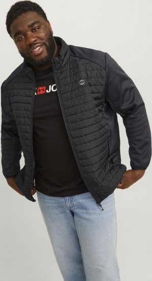Jack & Jones MULTI SET-IN Sleeves Quilted Jacket With Collar Black - Jakker - Jakker i store størrelser, 2XL- 12XL