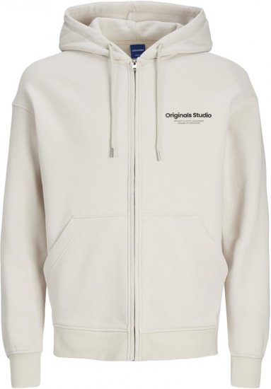 Jack & Jones ESTERBRO Zip Hoodie Light Grey - Trøjer og hættetrøjer - Trøjer og Hættetrøjer i store størrelser - 2XL-14XL