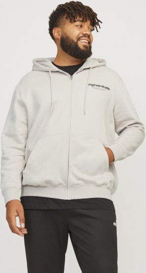 Jack & Jones ESTERBRO Zip Hoodie Light Grey - Trøjer og hættetrøjer - Trøjer og Hættetrøjer i store størrelser - 2XL-14XL