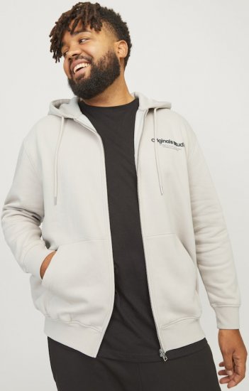 Jack & Jones ESTERBRO Zip Hoodie Light Grey - Trøjer og hættetrøjer - Trøjer og Hættetrøjer i store størrelser - 2XL-14XL
