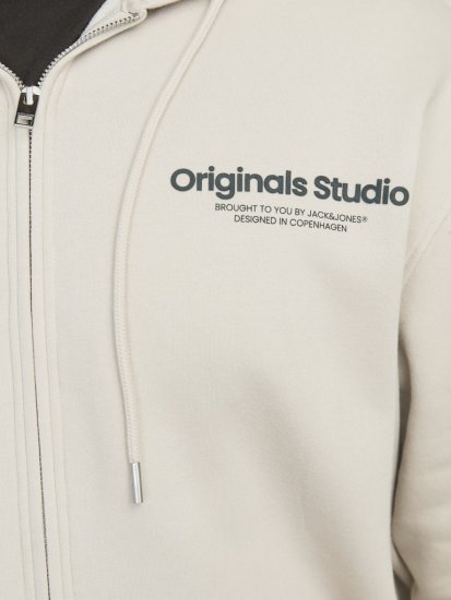 Jack & Jones ESTERBRO Zip Hoodie Light Grey - Trøjer og hættetrøjer - Trøjer og Hættetrøjer i store størrelser - 2XL-14XL