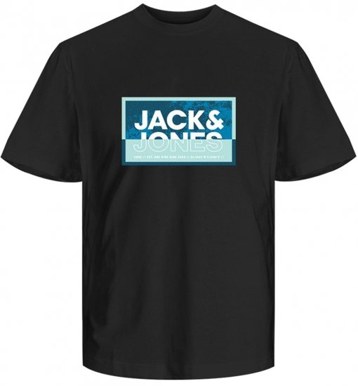 Jack & Jones JCOLOGAN SUMMER PRINT T-Shirt Black - T-shirts - T-shirts i store størrelser - 2XL-14XL