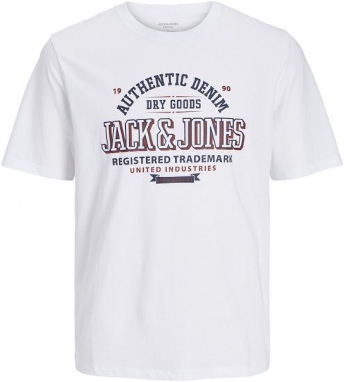 Jack & Jones JJELOGO O-Neck T-Shirt White - T-shirts - T-shirts i store størrelser - 2XL-14XL