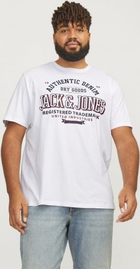 Jack & Jones JJELOGO O-Neck T-Shirt White - T-shirts - T-shirts i store størrelser - 2XL-14XL