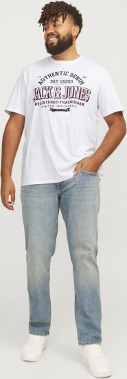 Jack & Jones JJELOGO O-Neck T-Shirt White - T-shirts - T-shirts i store størrelser - 2XL-14XL