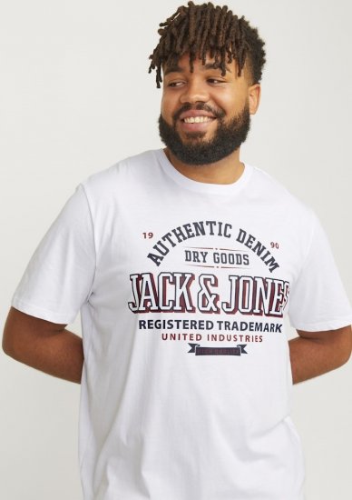 Jack & Jones JJELOGO O-Neck T-Shirt White - T-shirts - T-shirts i store størrelser - 2XL-14XL