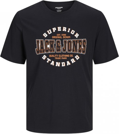 Jack & Jones LOGO O-Neck T-Shirt Black - T-shirts - T-shirts i store størrelser - 2XL-14XL