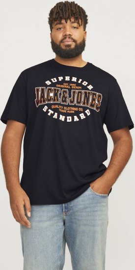 Jack & Jones LOGO O-Neck T-Shirt Black - T-shirts - T-shirts i store størrelser - 2XL-14XL