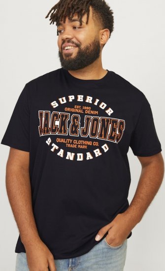 Jack & Jones LOGO O-Neck T-Shirt Black - T-shirts - T-shirts i store størrelser - 2XL-14XL