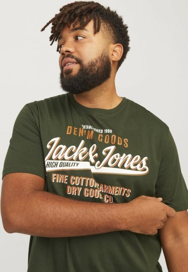 Jack & Jones JJELOGO O-Neck T-Shirt Kombu Green - T-shirts - T-shirts i store størrelser - 2XL-14XL