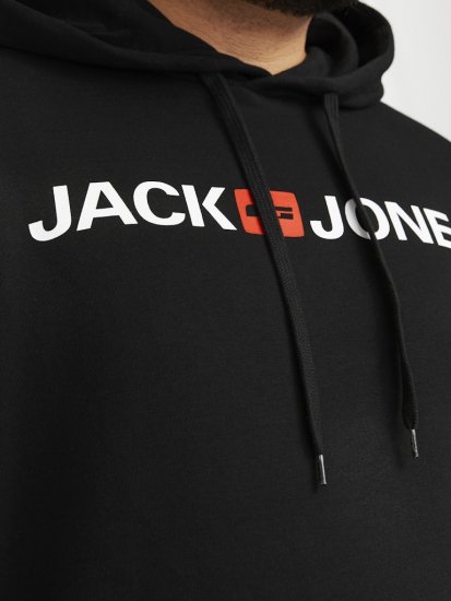 Jack & Jones CORP OLD LOGO REG FIT Hoodie Black - Trøjer og hættetrøjer - Trøjer og Hættetrøjer i store størrelser - 2XL-14XL