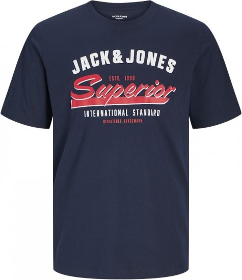 Jack & Jones LOGO O-Neck T-Shirt Dark Blue - T-shirts - T-shirts i store størrelser - 2XL-14XL