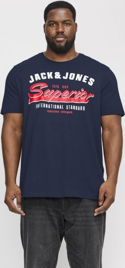 Jack & Jones LOGO O-Neck T-Shirt Dark Blue - T-shirts - T-shirts i store størrelser - 2XL-14XL