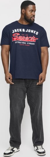 Jack & Jones LOGO O-Neck T-Shirt Dark Blue - T-shirts - T-shirts i store størrelser - 2XL-14XL
