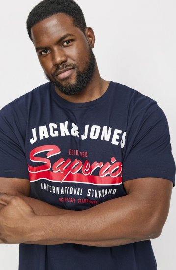 Jack & Jones LOGO O-Neck T-Shirt Dark Blue - T-shirts - T-shirts i store størrelser - 2XL-14XL