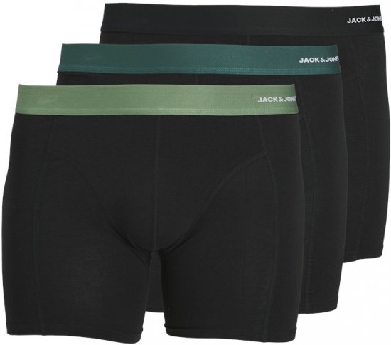 Jack & Jones Nick Bamboo Trunks 3-Pack Green/Black - Undertøj og badetøj - Badetøj og Undertøj i store størrelser 