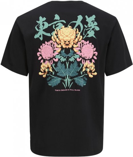 Jack & Jones Dreams Front & Back Print Crew Neck T-Shirt Black - T-shirts - T-shirts i store størrelser - 2XL-14XL