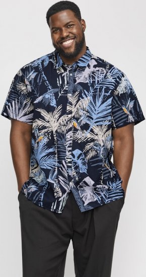 Jack & Jones Hawaii AOP Shirt Blue - Skjorter - Skjorter til store mænd 2XL- 8XL