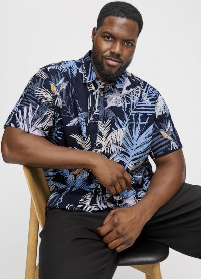 Jack & Jones Hawaii AOP Shirt Blue - Skjorter - Skjorter til store mænd 2XL- 8XL