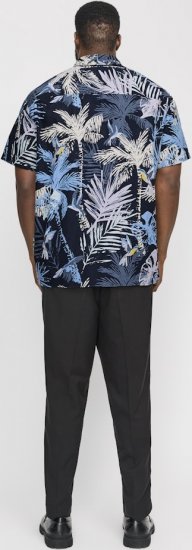 Jack & Jones Hawaii AOP Shirt Blue - Skjorter - Skjorter til store mænd 2XL- 8XL