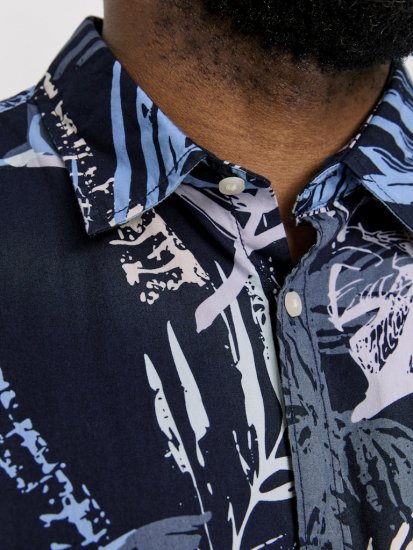 Jack & Jones Hawaii AOP Shirt Blue - Skjorter - Skjorter til store mænd 2XL- 8XL